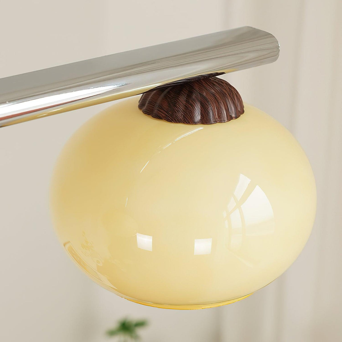 Eixu Kronleuchter linearer Lampenschirm aus Glas in Persimmon