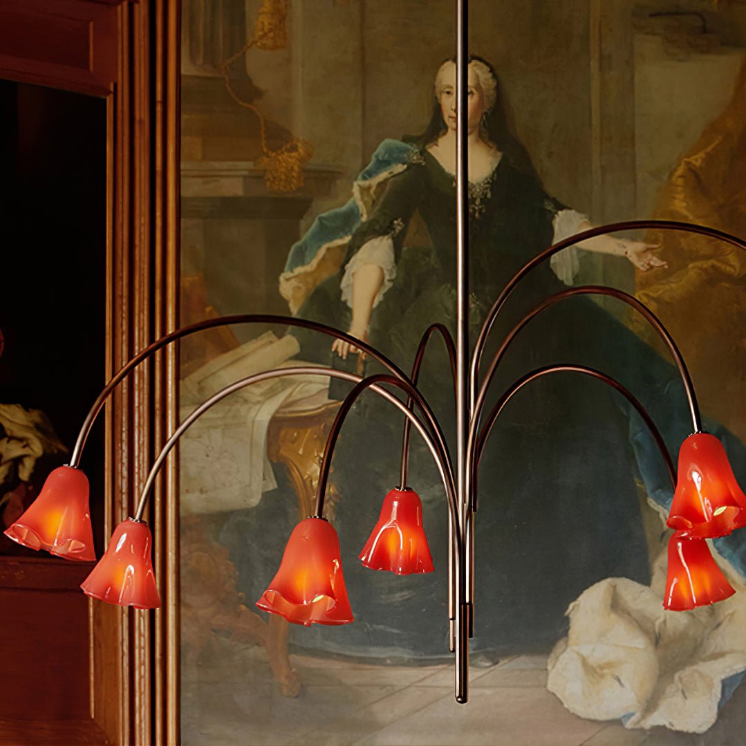 Lioreriel Kronleuchter Blossom Petal aus Glas mit geschwungenen Armen