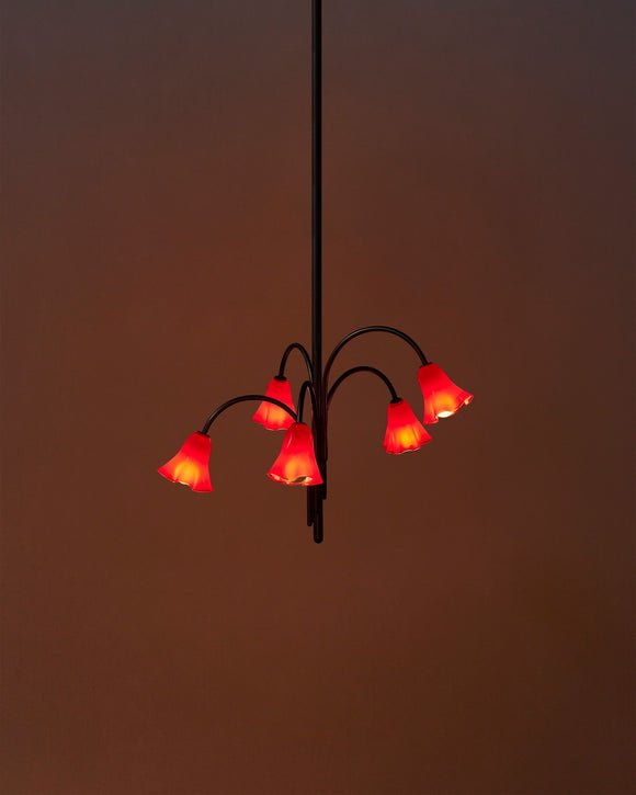 Lioreriel Kronleuchter Blossom Petal aus Glas mit geschwungenen Armen