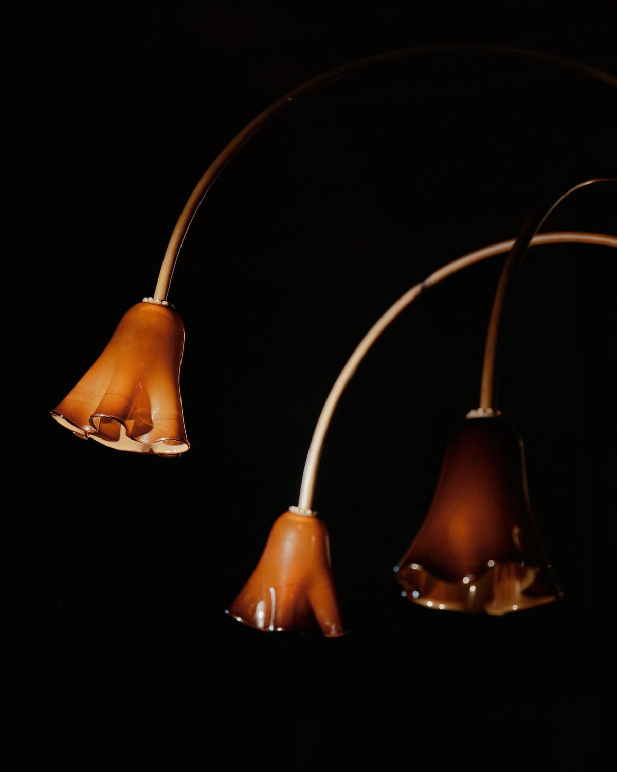 Lioreriel Kronleuchter Blossom Petal aus Glas mit geschwungenen Armen