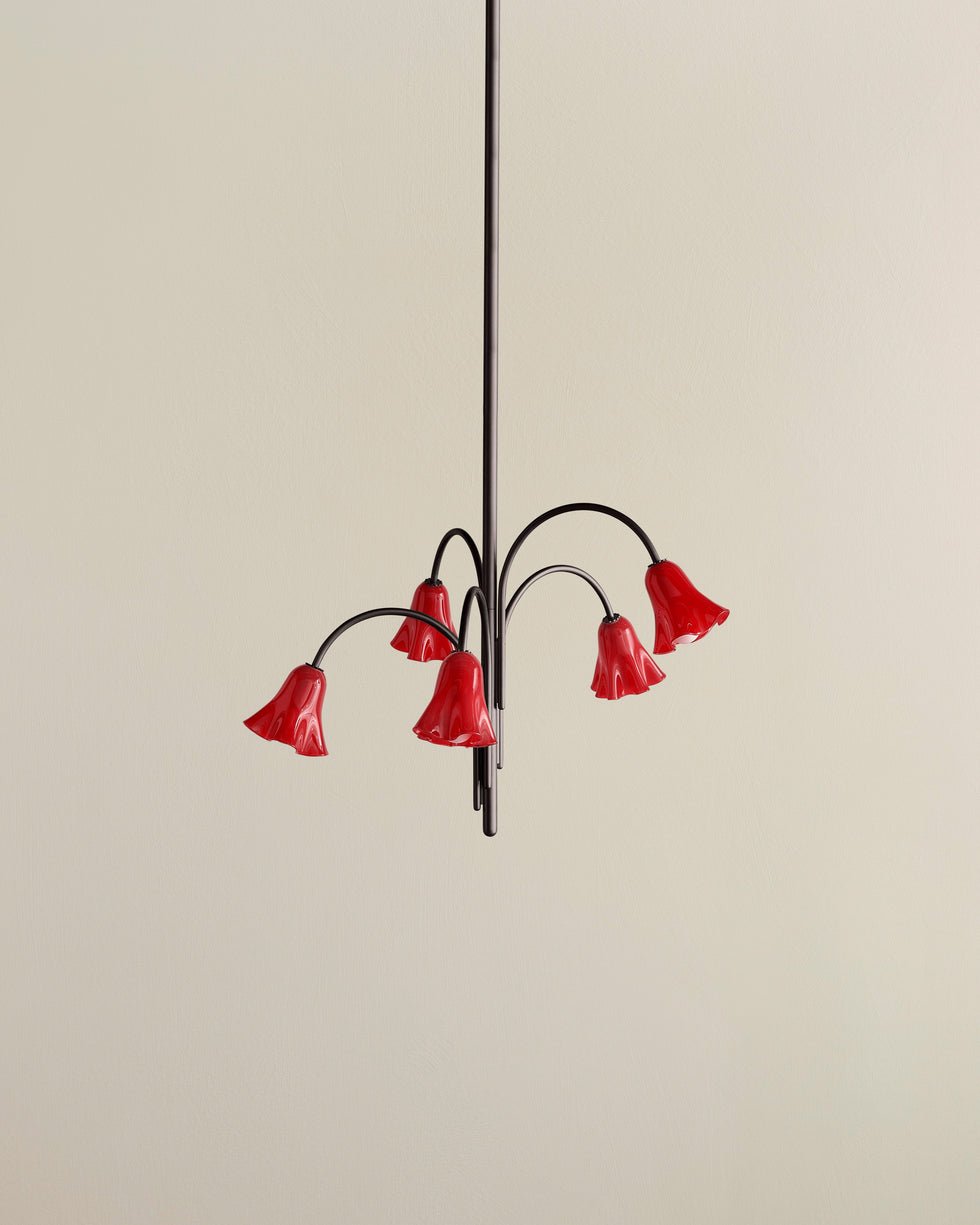 Lioreriel Kronleuchter Blossom Petal aus Glas mit geschwungenen Armen