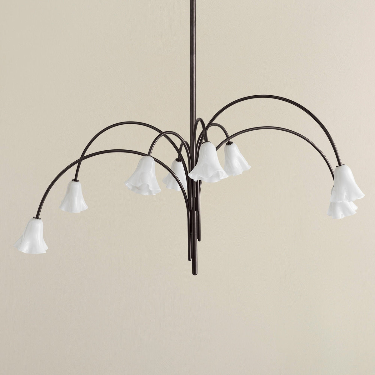 Lioreriel Kronleuchter Blossom Petal aus Glas mit geschwungenen Armen