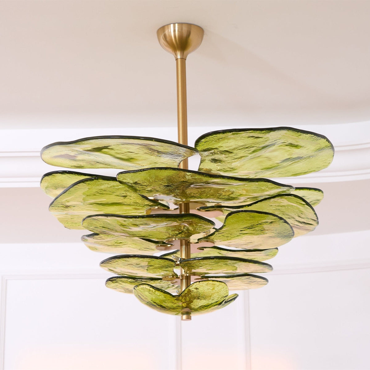 Crivs Kronleuchter Gold Murano-Glas-Blüten-Lagen Luxus