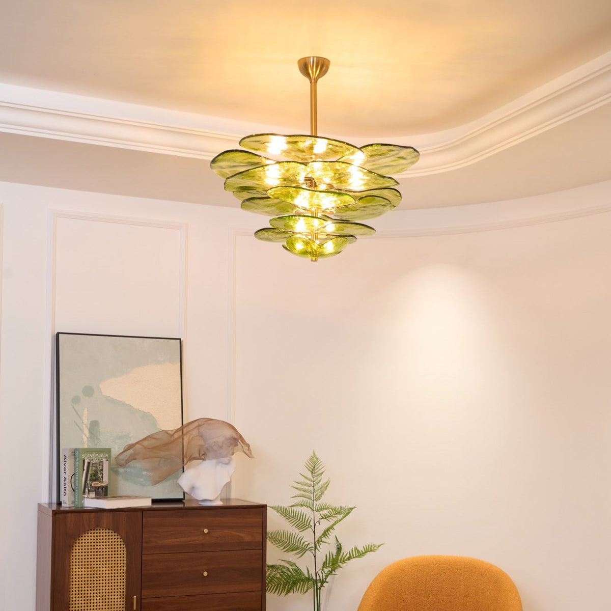 Crivs Kronleuchter Gold Murano-Glas-Blüten-Lagen Luxus