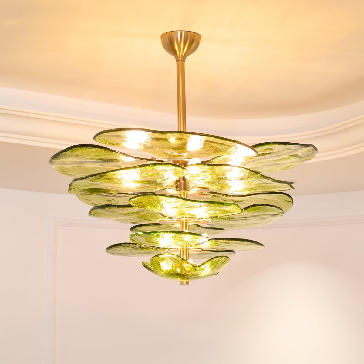 Crivs Kronleuchter Gold Murano-Glas-Blüten-Lagen Luxus
