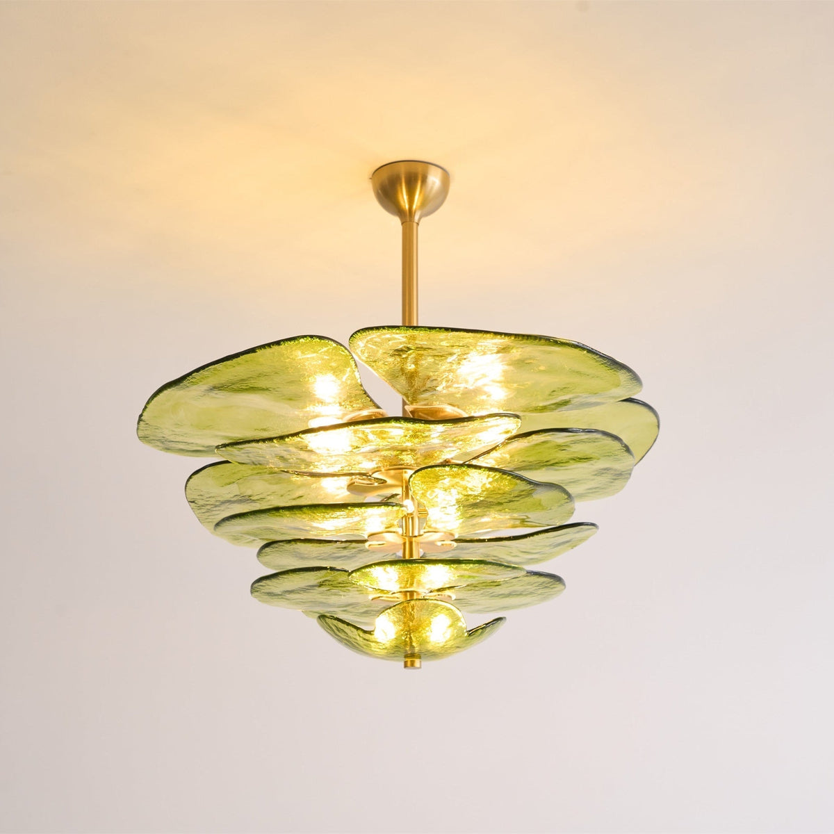Crivs Kronleuchter Gold Murano-Glas-Blüten-Lagen Luxus