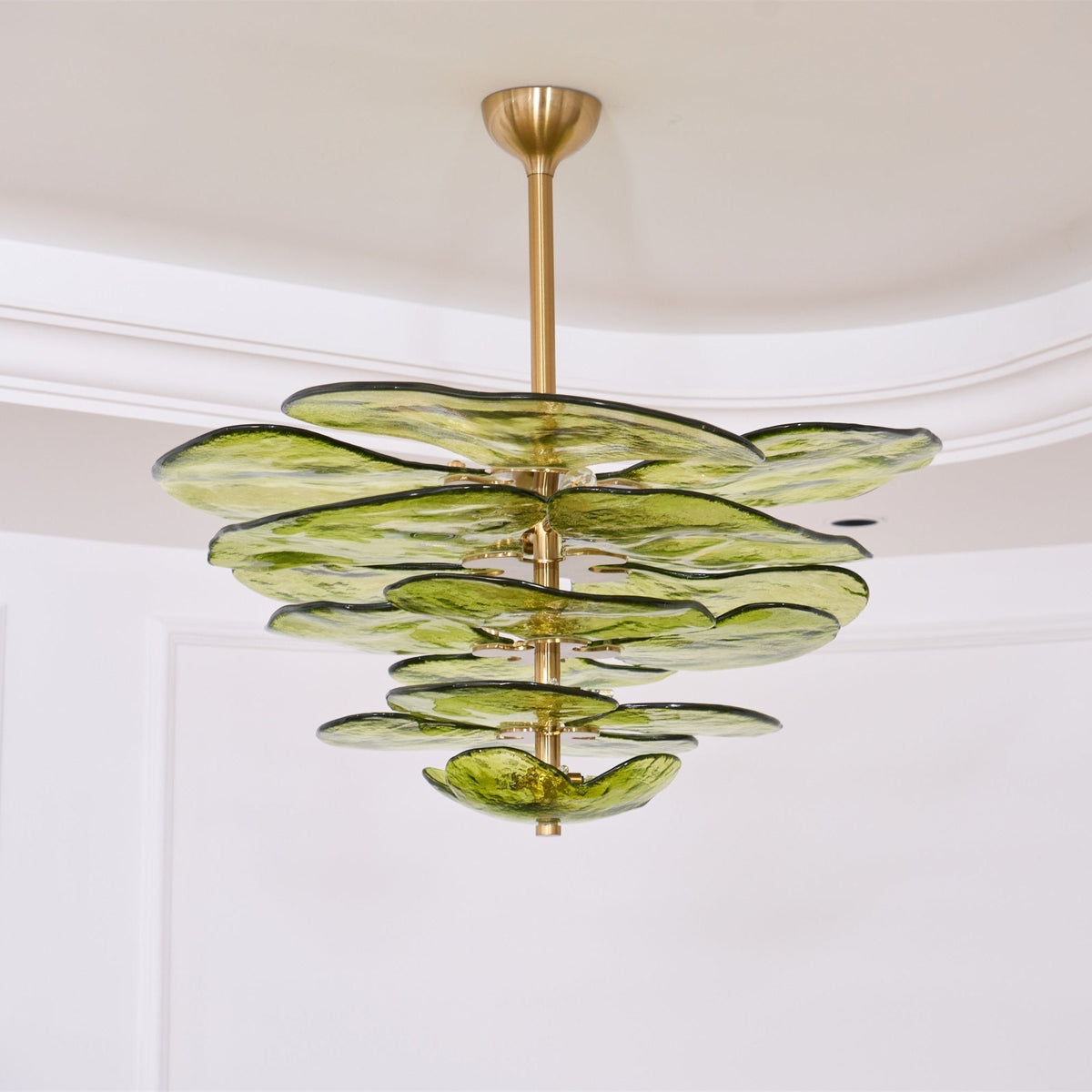 Crivs Kronleuchter Gold Murano-Glas-Blüten-Lagen Luxus