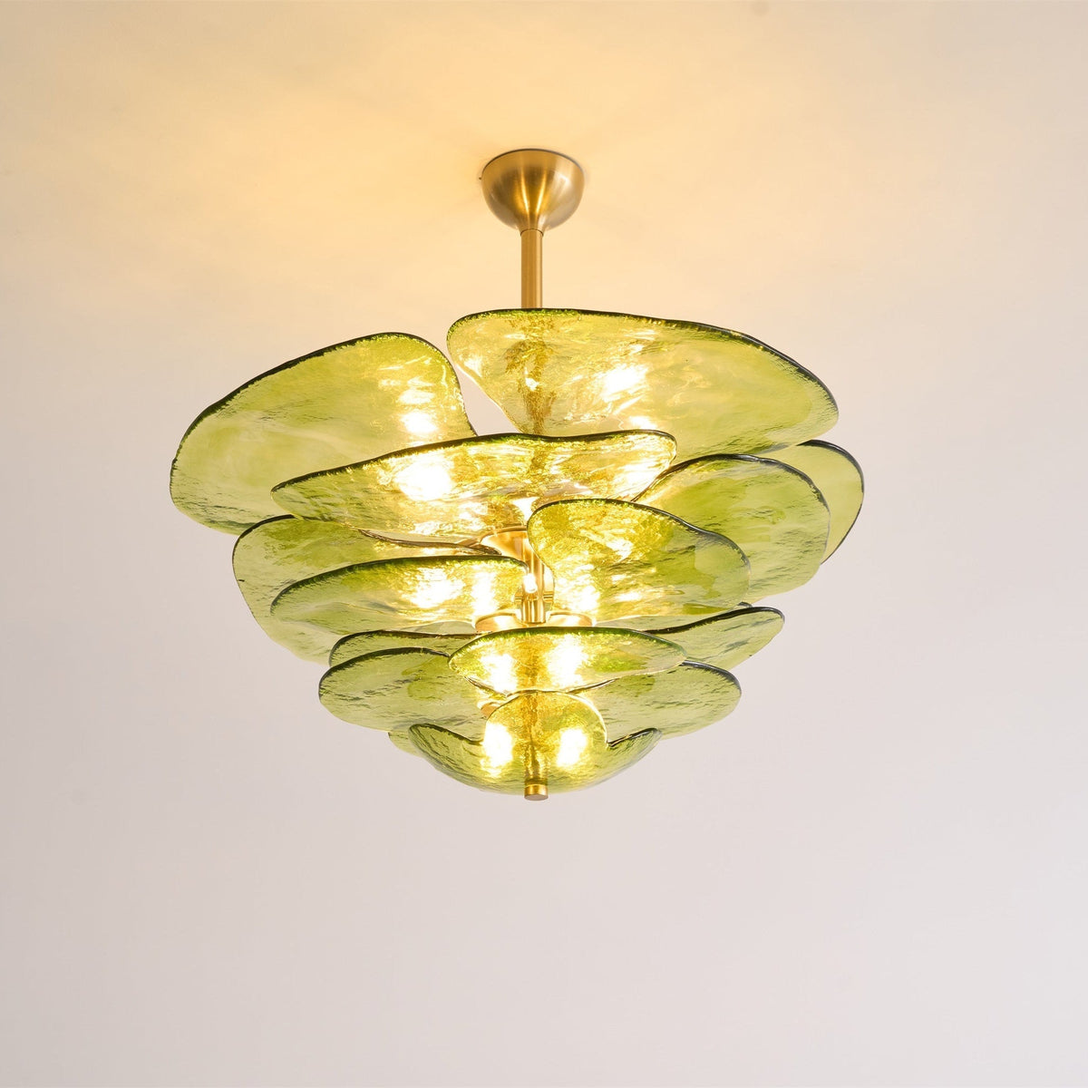 Crivs Kronleuchter Gold Murano-Glas-Blüten-Lagen Luxus