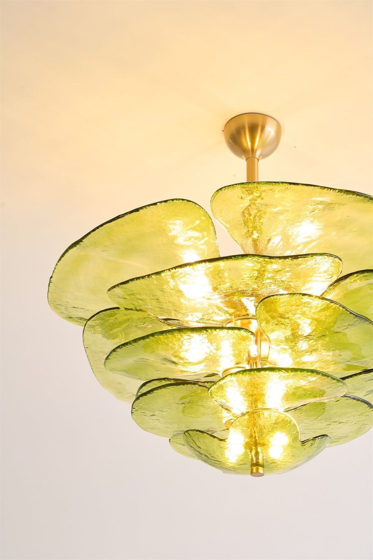 Crivs Kronleuchter Gold Murano-Glas-Blüten-Lagen Luxus