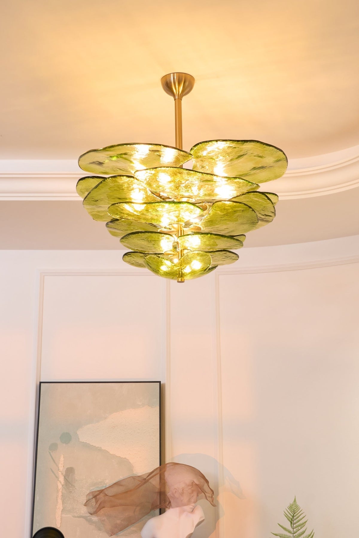 Crivs Kronleuchter Gold Murano-Glas-Blüten-Lagen Luxus