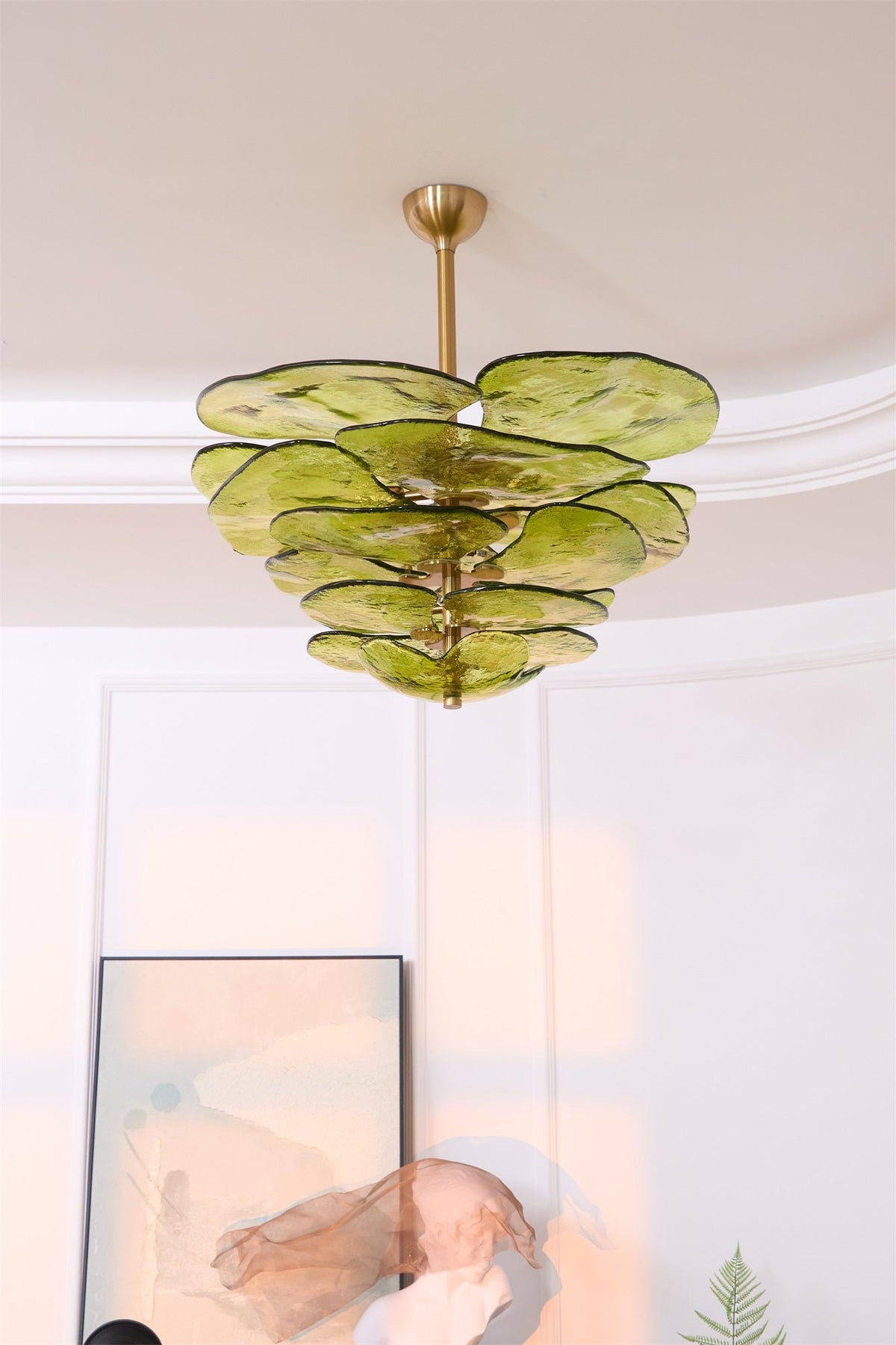 Crivs Kronleuchter Gold Murano-Glas-Blüten-Lagen Luxus