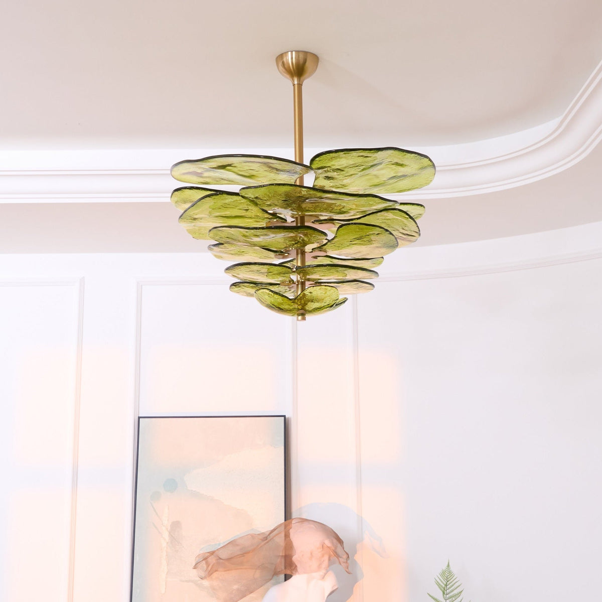 Crivs Kronleuchter Gold Murano-Glas-Blüten-Lagen Luxus