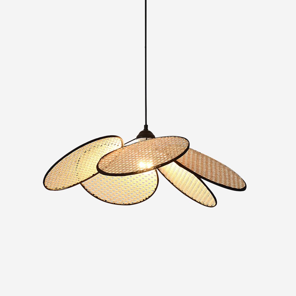 Vemarora Premium Elegance Petals Rattan-Stoff-Pendelleuchte