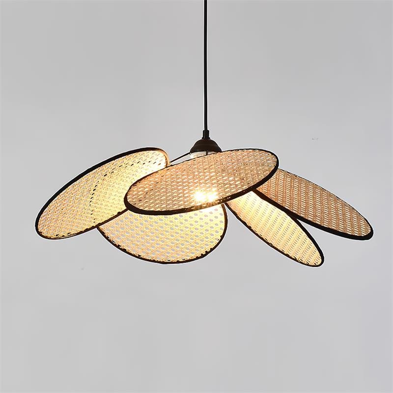 Vemarora Premium Elegance Petals Rattan-Stoff-Pendelleuchte