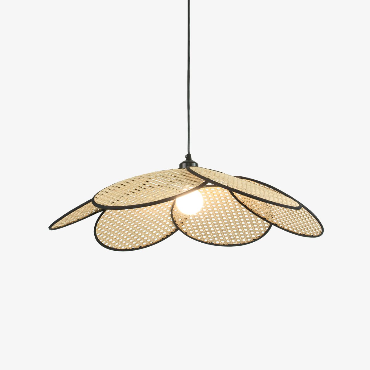 Vemarora Premium Elegance Petals Rattan-Stoff-Pendelleuchte
