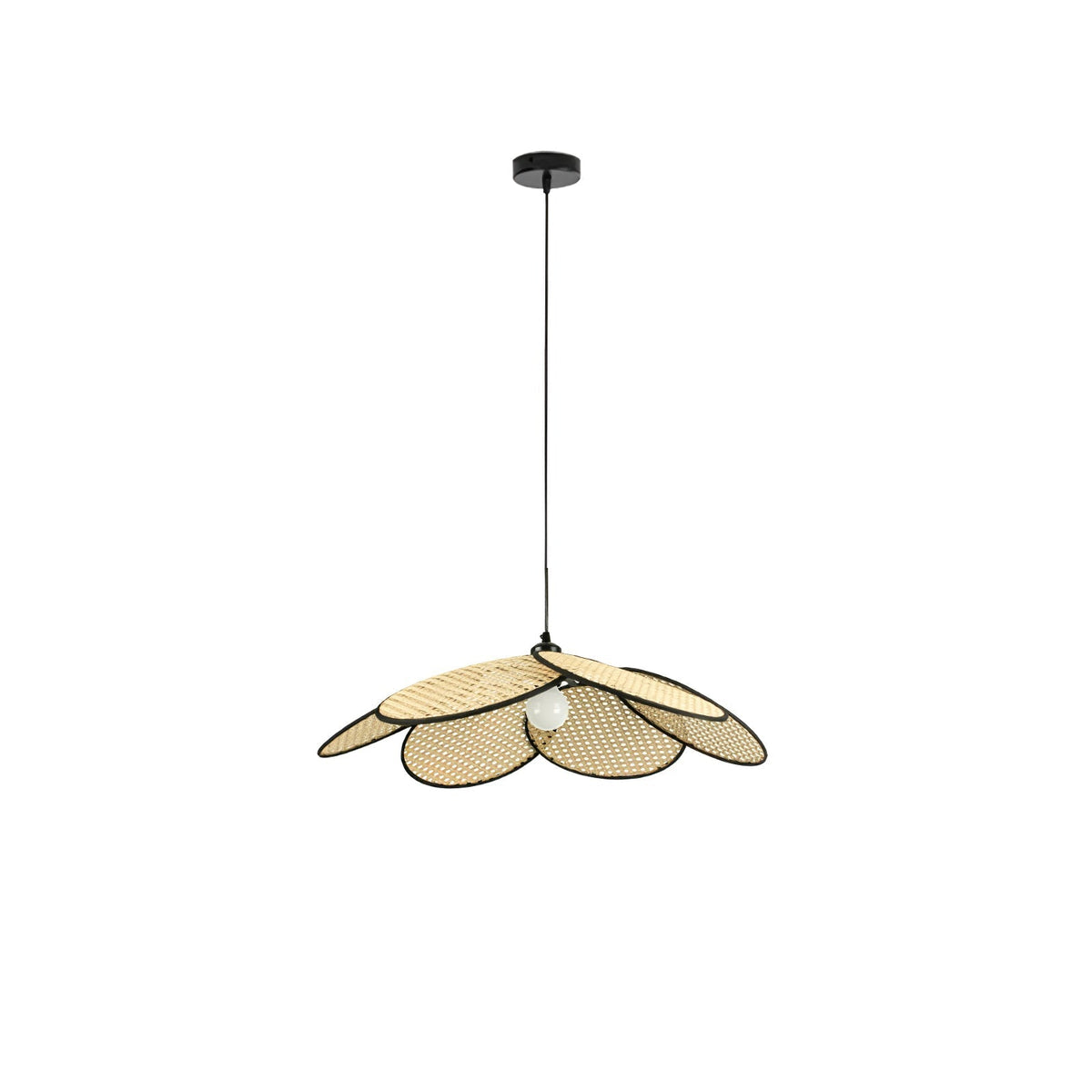 Vemarora Premium Elegance Petals Rattan-Stoff-Pendelleuchte