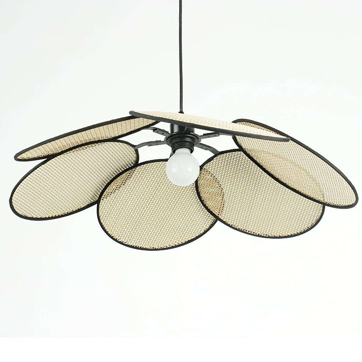 Vemarora Premium Elegance Petals Rattan-Stoff-Pendelleuchte