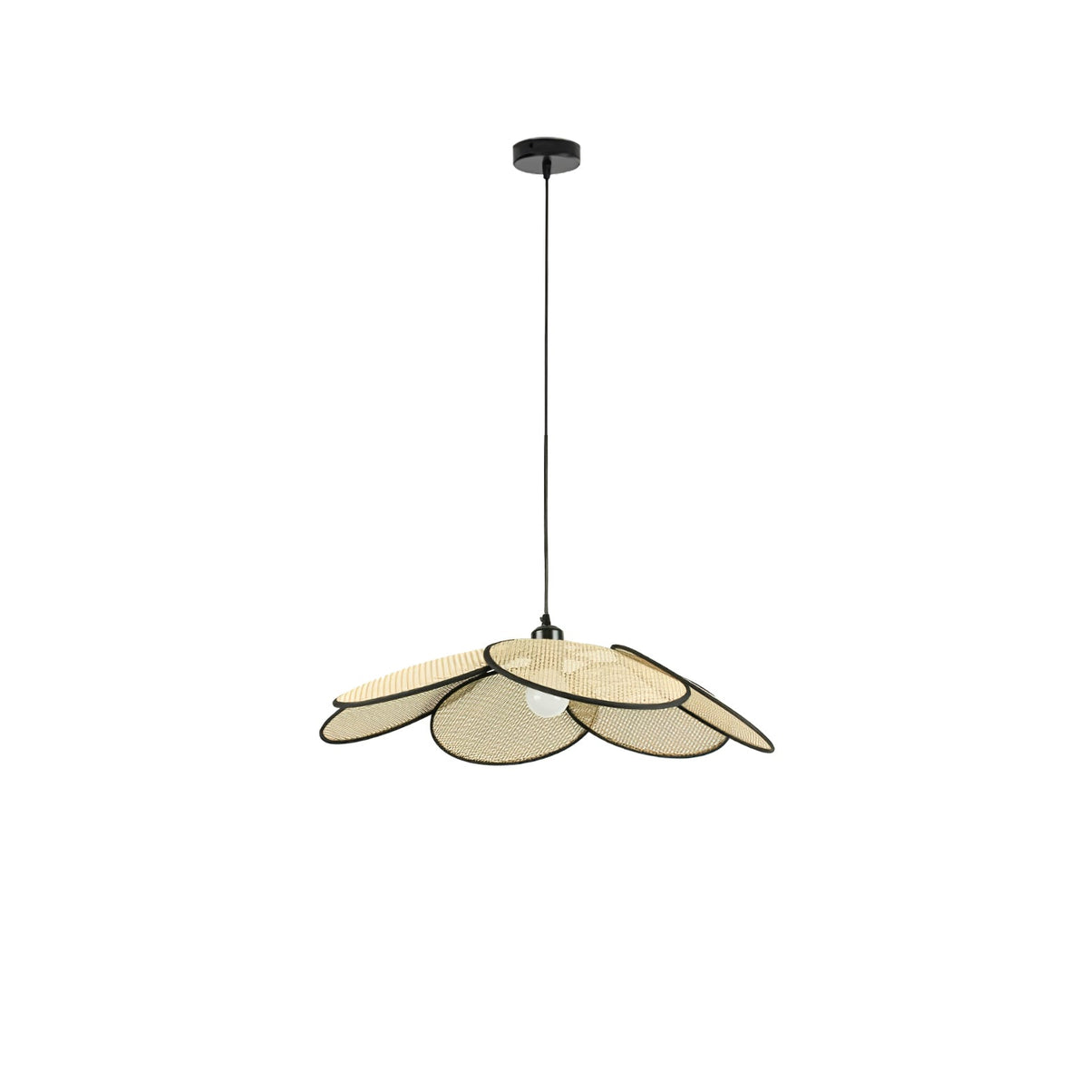 Vemarora Premium Elegance Petals Rattan-Stoff-Pendelleuchte