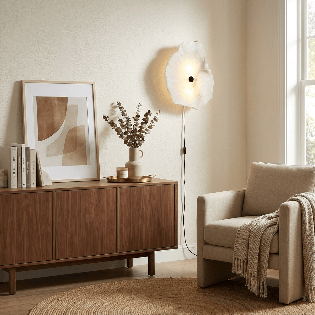 Nivarelia Alabaster Wandleuchte mit Stecker