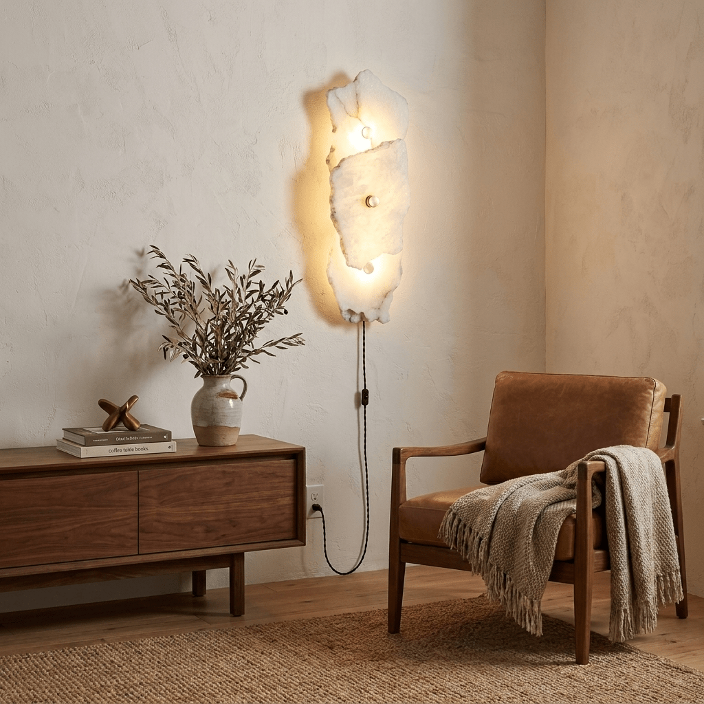 Nivarelia Alabaster Wandleuchte mit Stecker