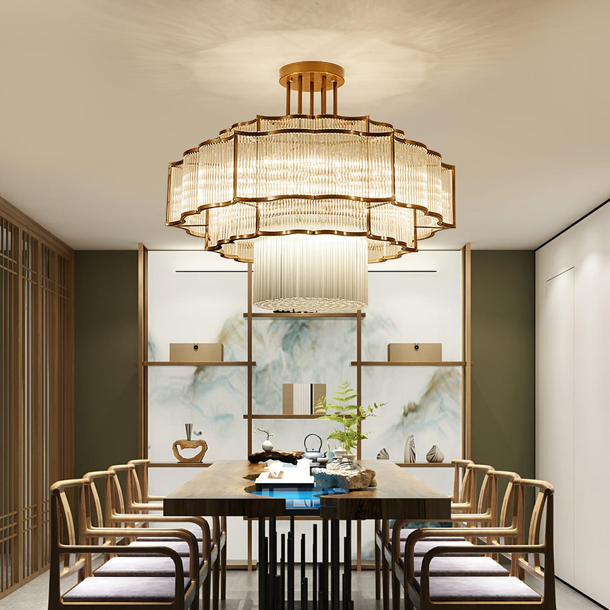 Eirelaine Kronleuchter Gold Schwarz Glas