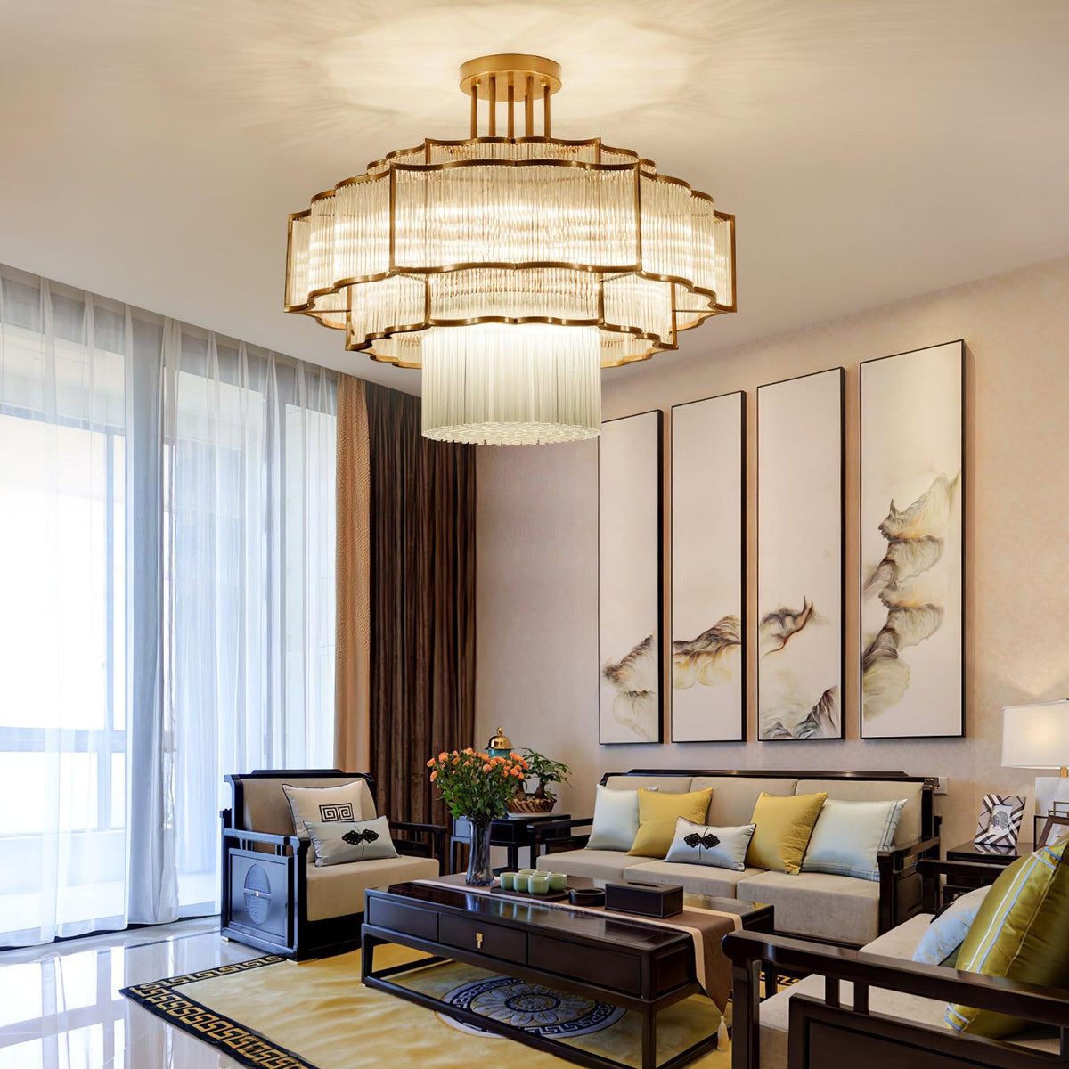 Eirelaine Kronleuchter Gold Schwarz Glas