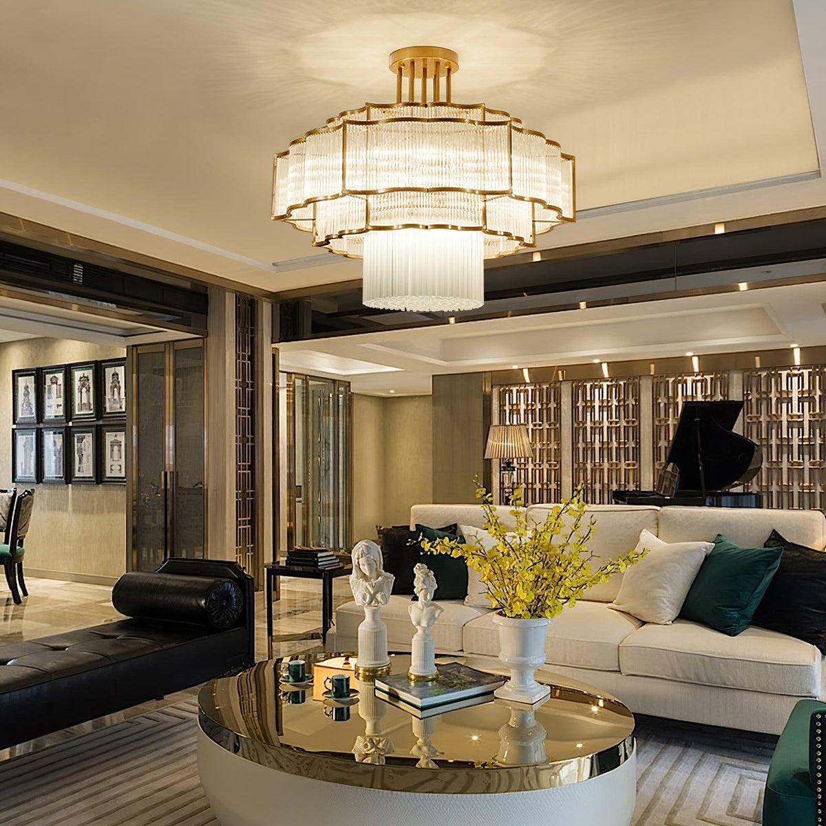Eirelaine Kronleuchter Gold Schwarz Glas
