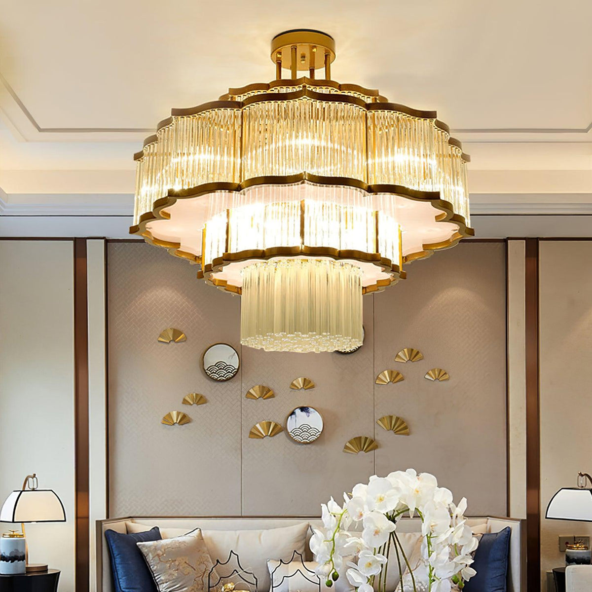 Eirelaine Kronleuchter Gold Schwarz Glas