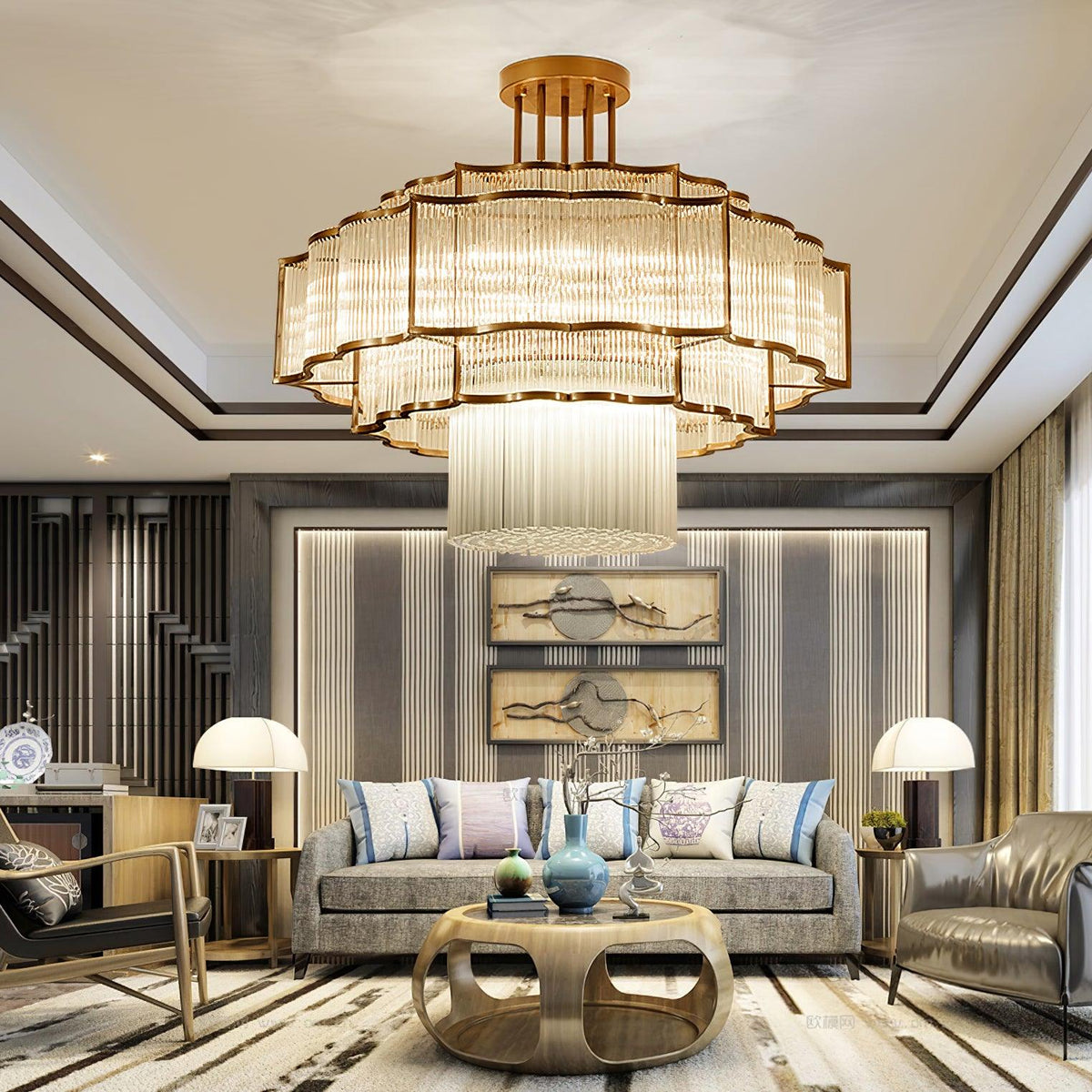 Eirelaine Kronleuchter Gold Schwarz Glas