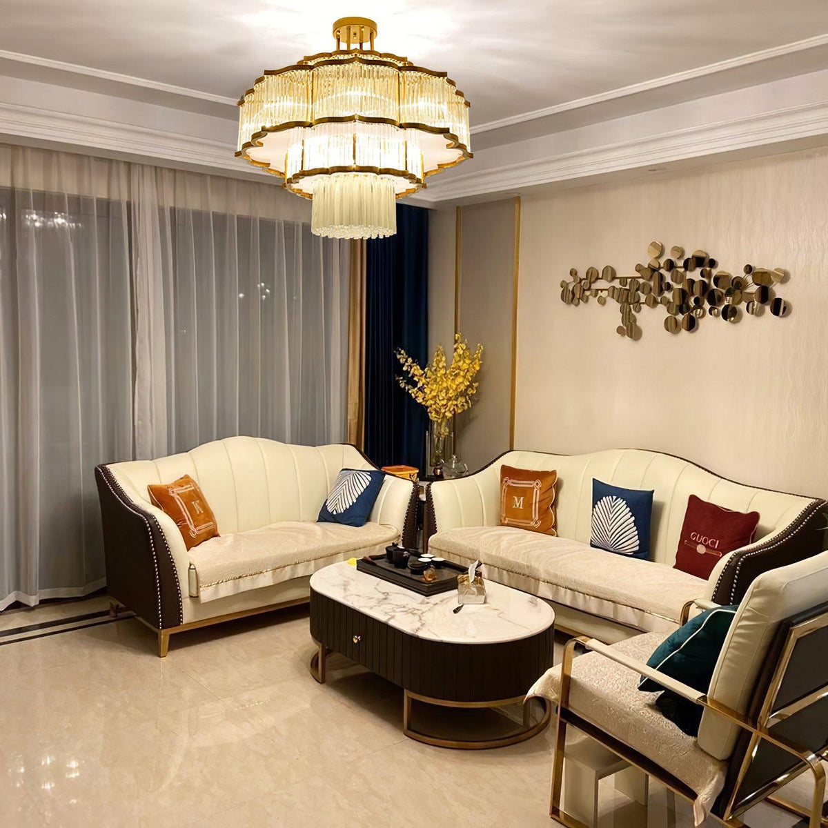 Eirelaine Kronleuchter Gold Schwarz Glas