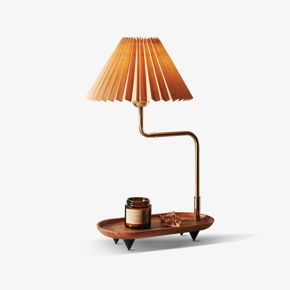 Rinenina Tischleuchte aus Holz und Stoff im Vintage-Stil