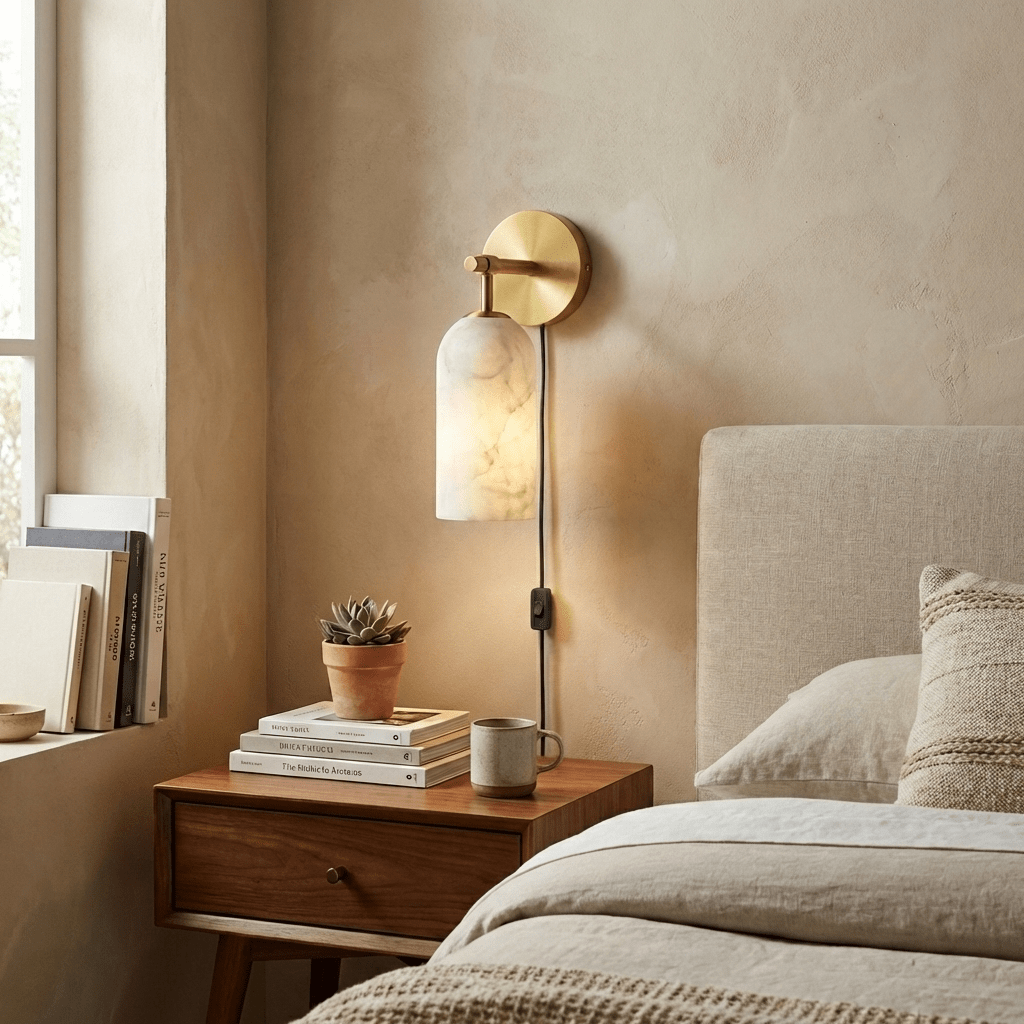 Pillar Alabaster Wandleuchte mit Stecker