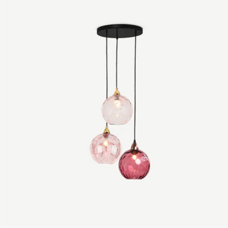 Aria Pendelleuchte Buntem Glas Kugel Schlafzimmer /Wohnzimmer 3 flamming