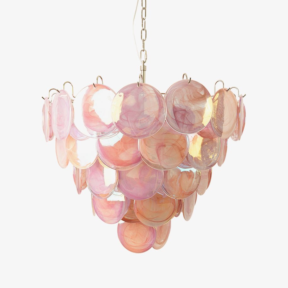 Ault Kronleuchter Pink Murano Disc Layered zeitgenössisch