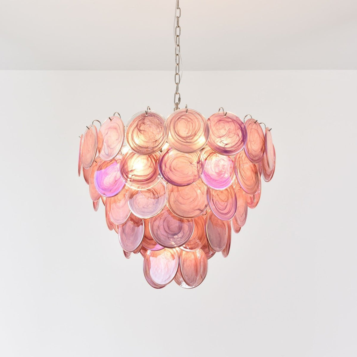 Ault Kronleuchter Pink Murano Disc Layered zeitgenössisch