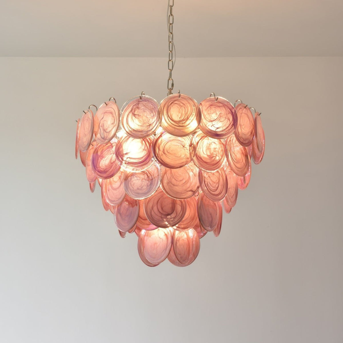 Ault Kronleuchter Pink Murano Disc Layered zeitgenössisch