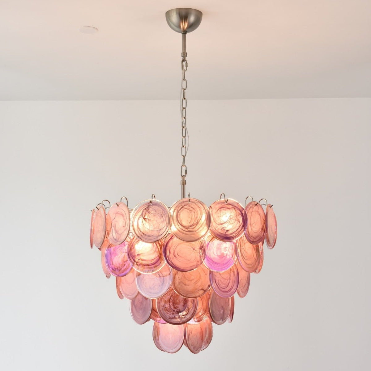 Ault Kronleuchter Pink Murano Disc Layered zeitgenössisch