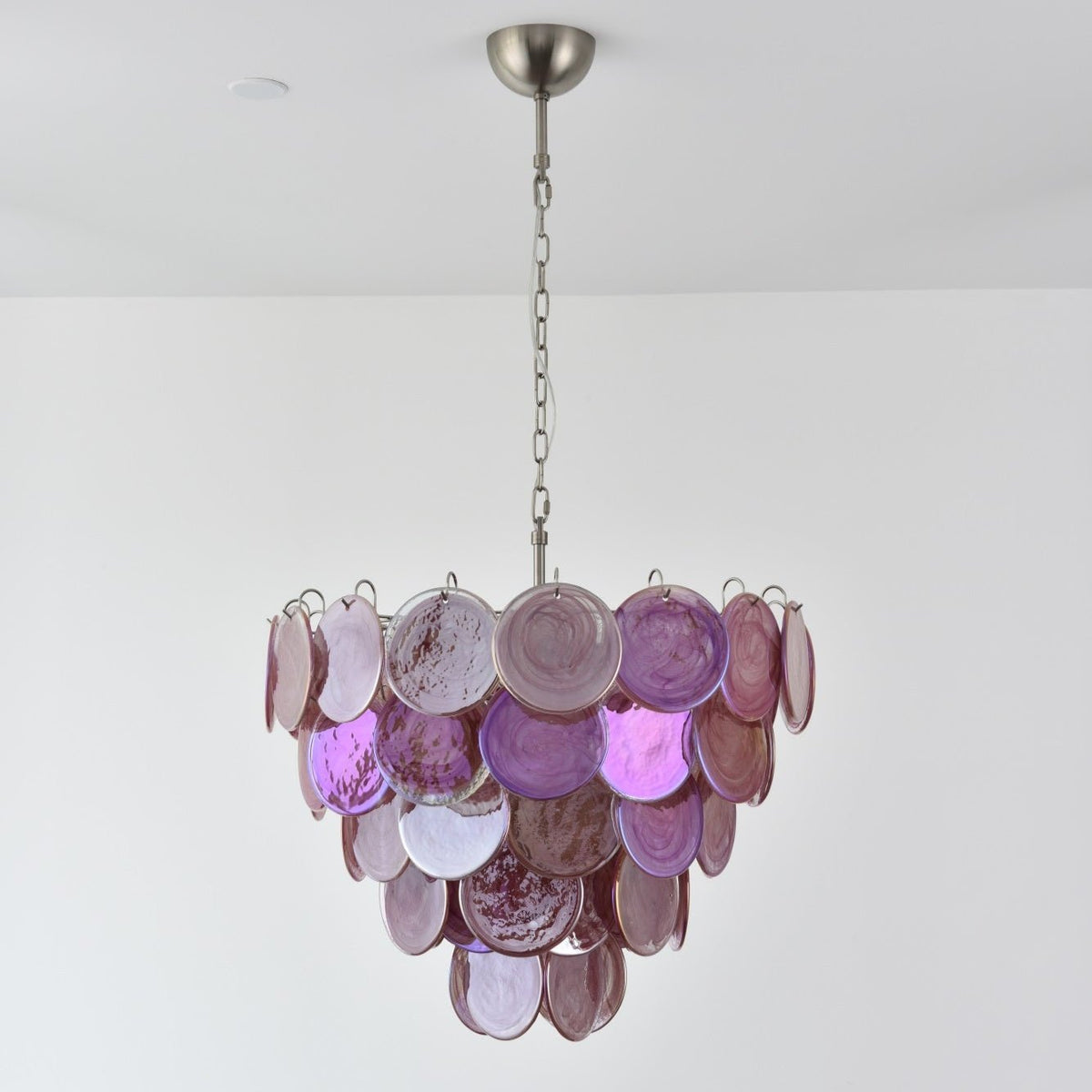Ault Kronleuchter Pink Murano Disc Layered zeitgenössisch