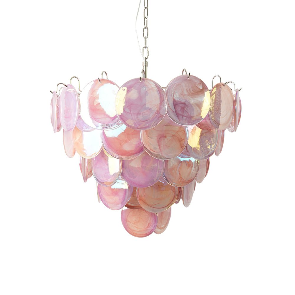 Ault Kronleuchter Pink Murano Disc Layered zeitgenössisch