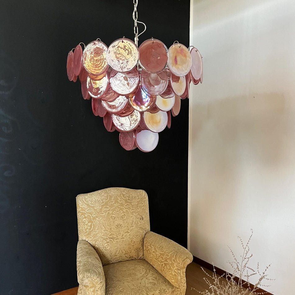 Ault Kronleuchter Pink Murano Disc Layered zeitgenössisch