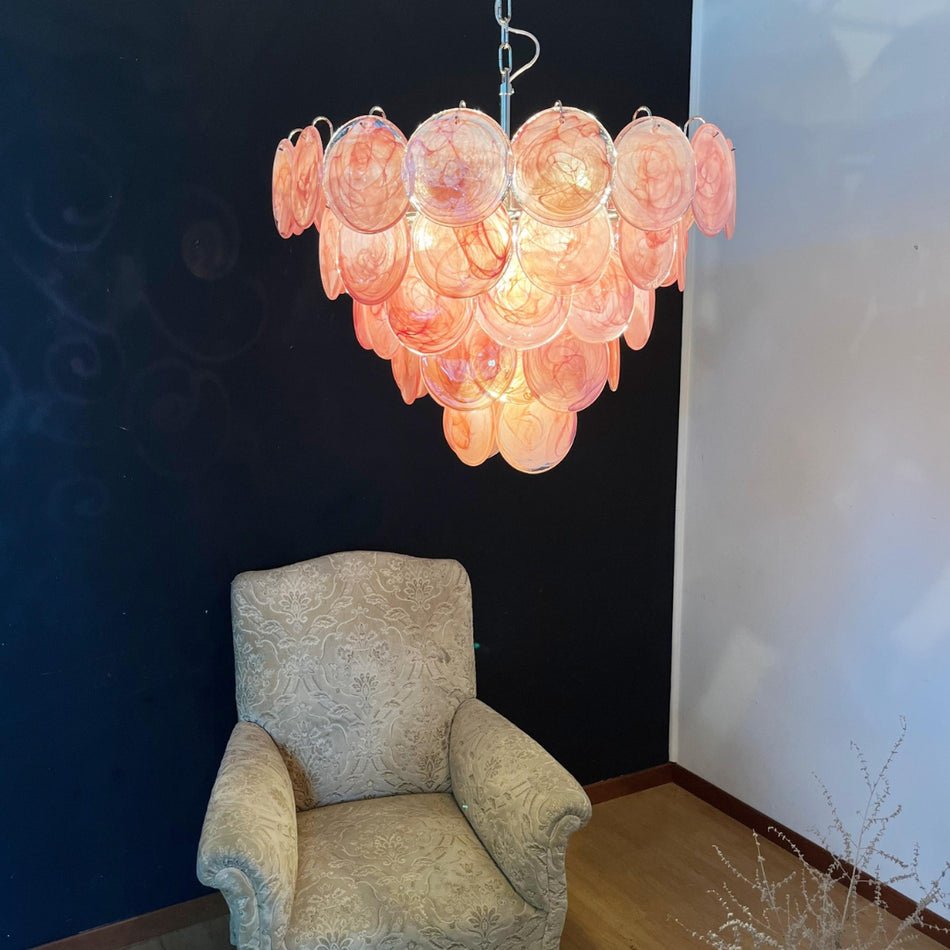 Ault Kronleuchter Pink Murano Disc Layered zeitgenössisch