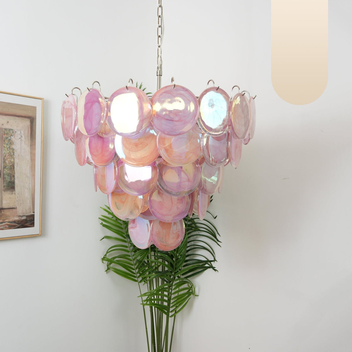 Ault Kronleuchter Pink Murano Disc Layered zeitgenössisch