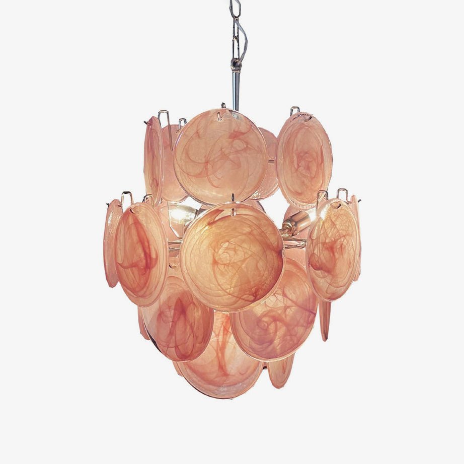 Celisaria Kronleuchter rosa Murano-Glas-Scheiben Vintage-Charme