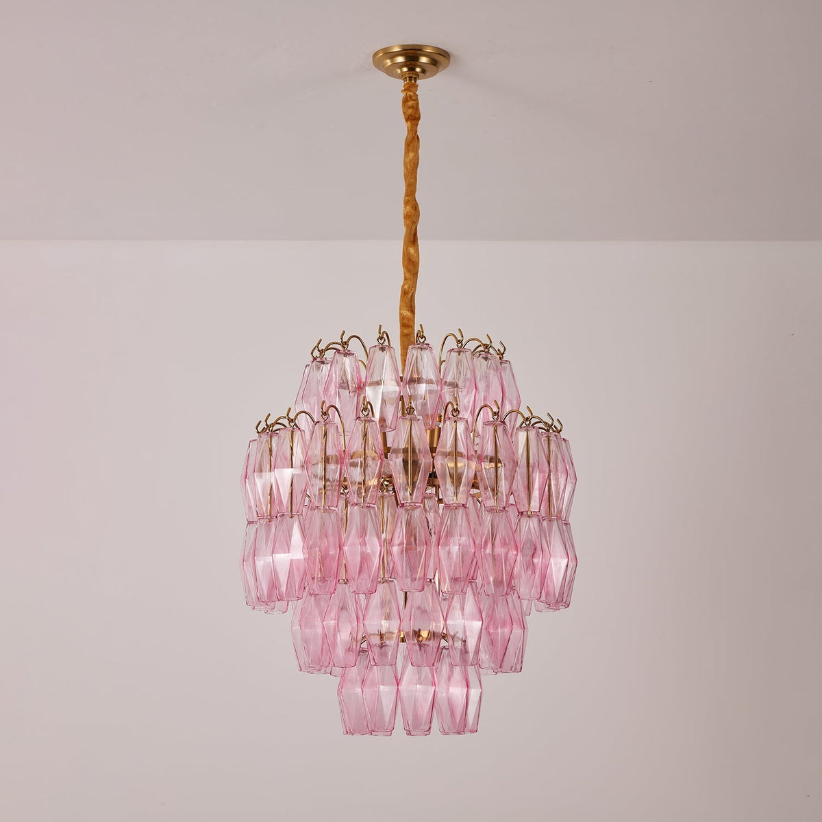Celenine Kronleuchter Kronleuchte aus rosa Muranglas in Schichten mit Glamour-Effekt