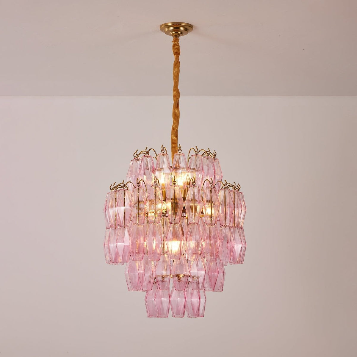 Celenine Kronleuchter Kronleuchte aus rosa Muranglas in Schichten mit Glamour-Effekt