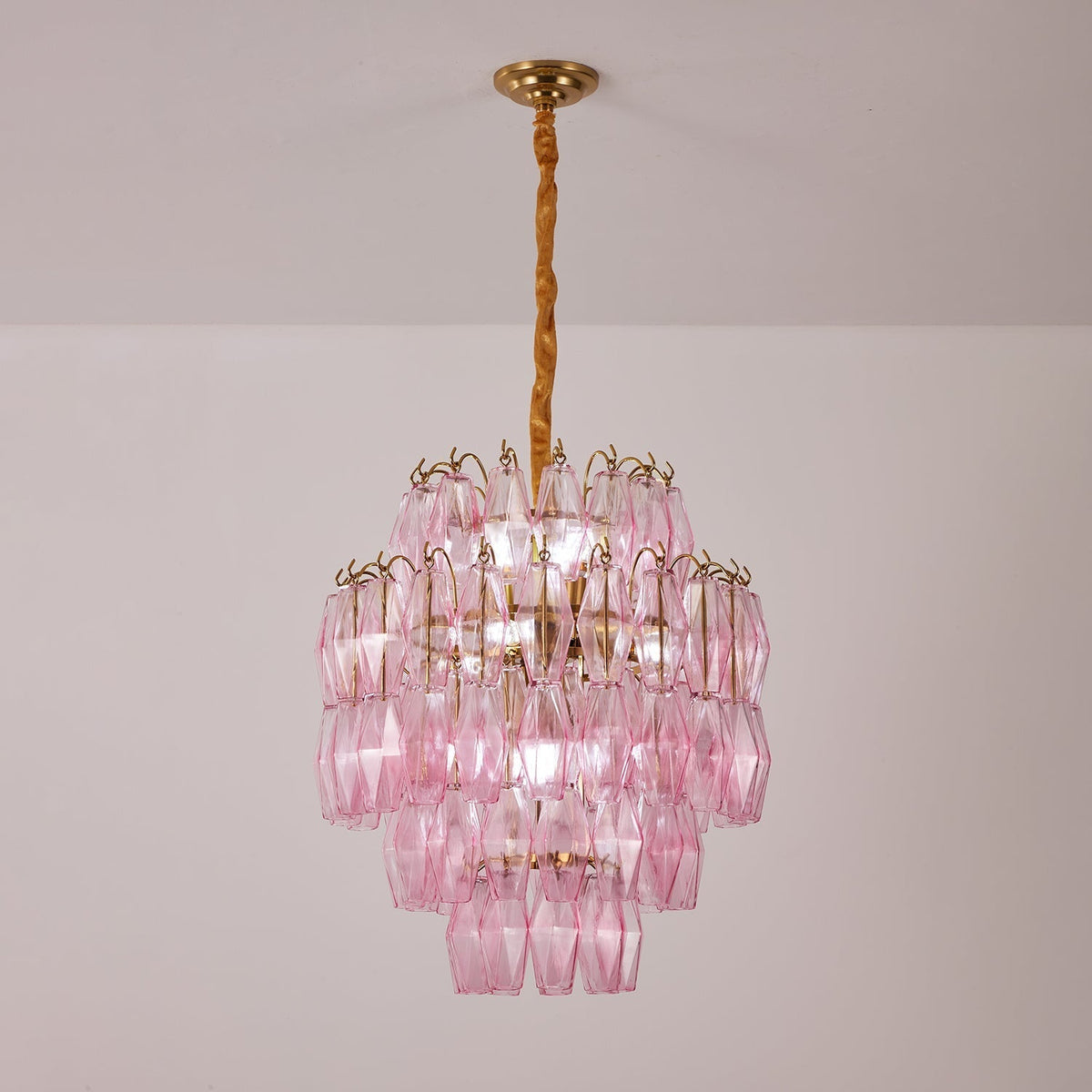 Celenine Kronleuchter Kronleuchte aus rosa Muranglas in Schichten mit Glamour-Effekt