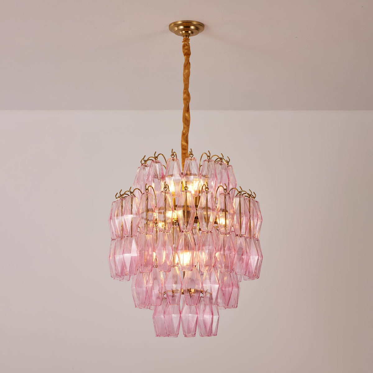 Celenine Kronleuchter Kronleuchte aus rosa Muranglas in Schichten mit Glamour-Effekt