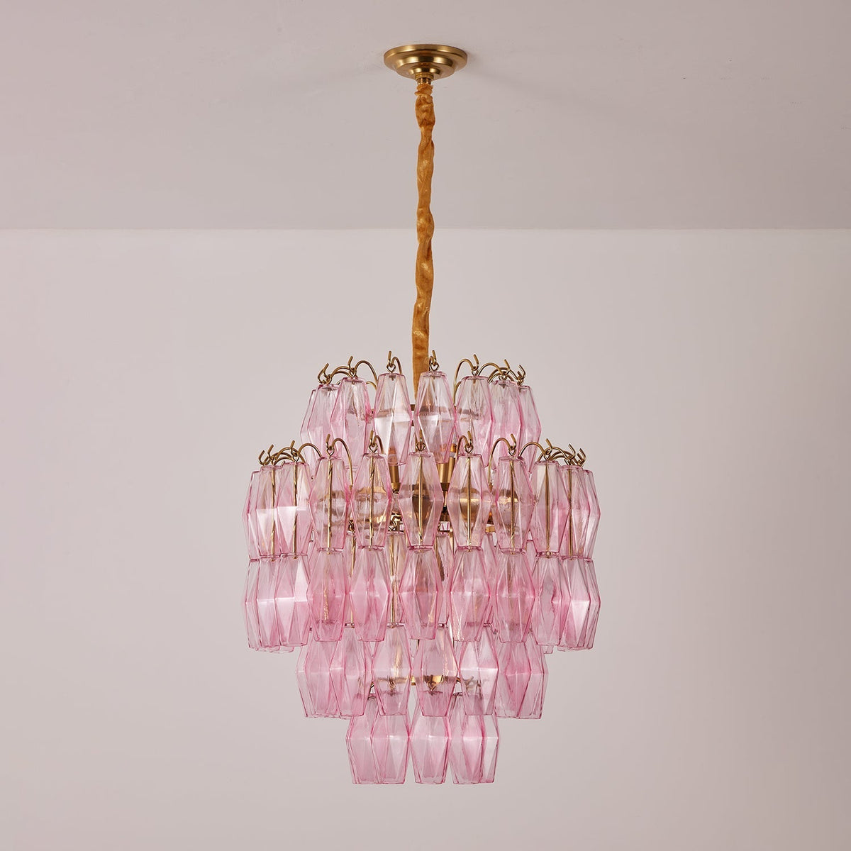 Celenine Kronleuchter Kronleuchte aus rosa Muranglas in Schichten mit Glamour-Effekt