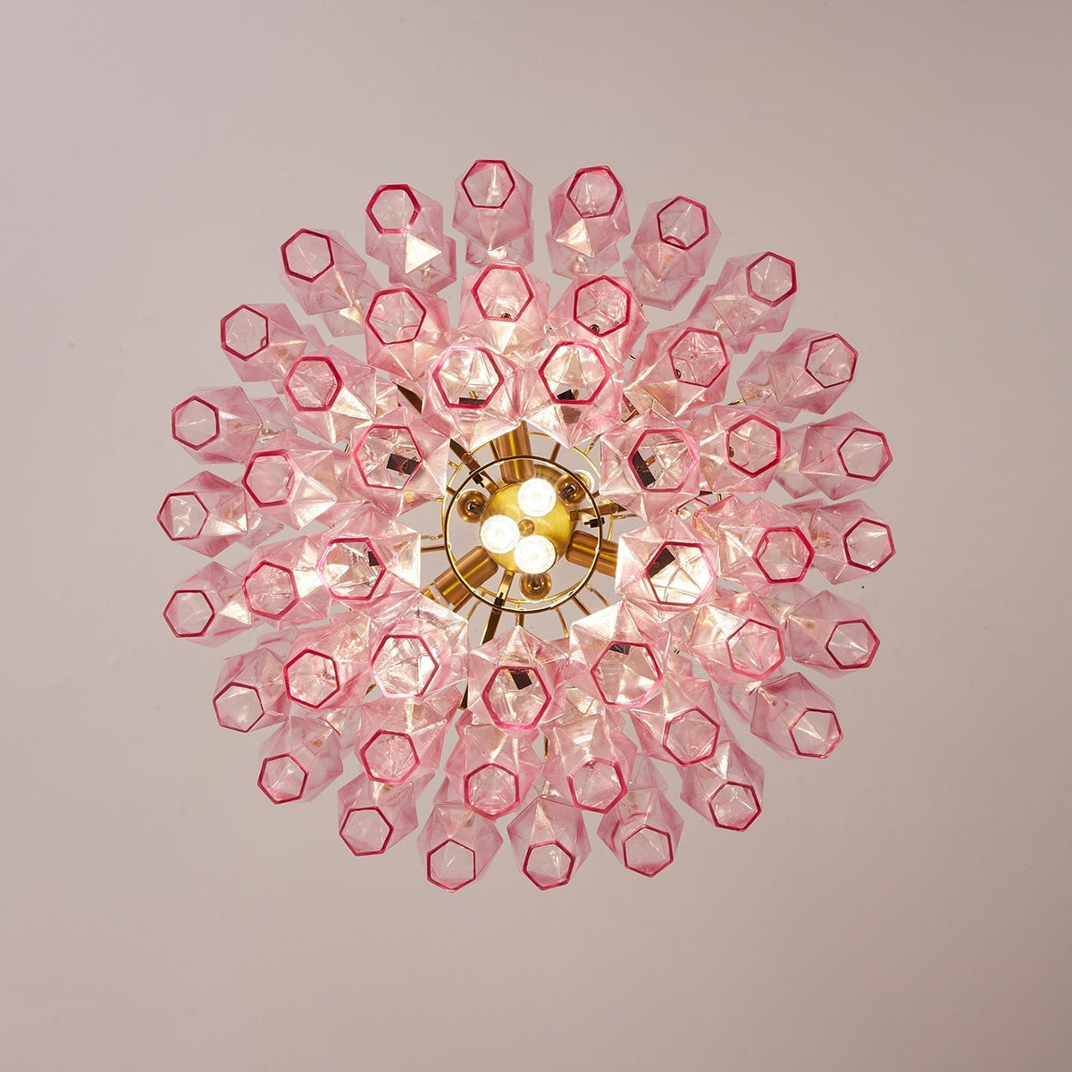 Celenine Kronleuchter Kronleuchte aus rosa Muranglas in Schichten mit Glamour-Effekt
