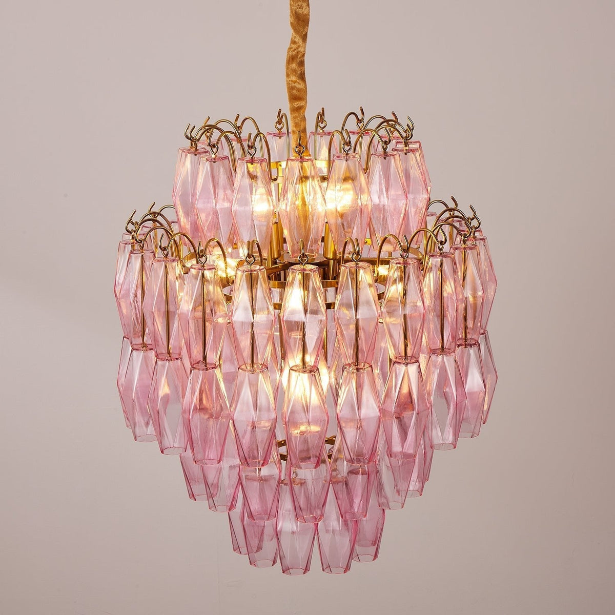 Celenine Kronleuchter Kronleuchte aus rosa Muranglas in Schichten mit Glamour-Effekt